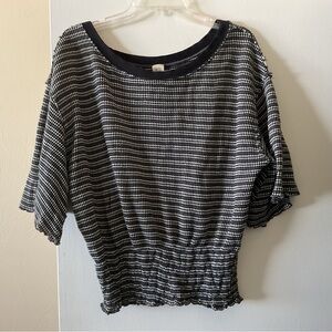 We The Free Black and White Striped Blouse